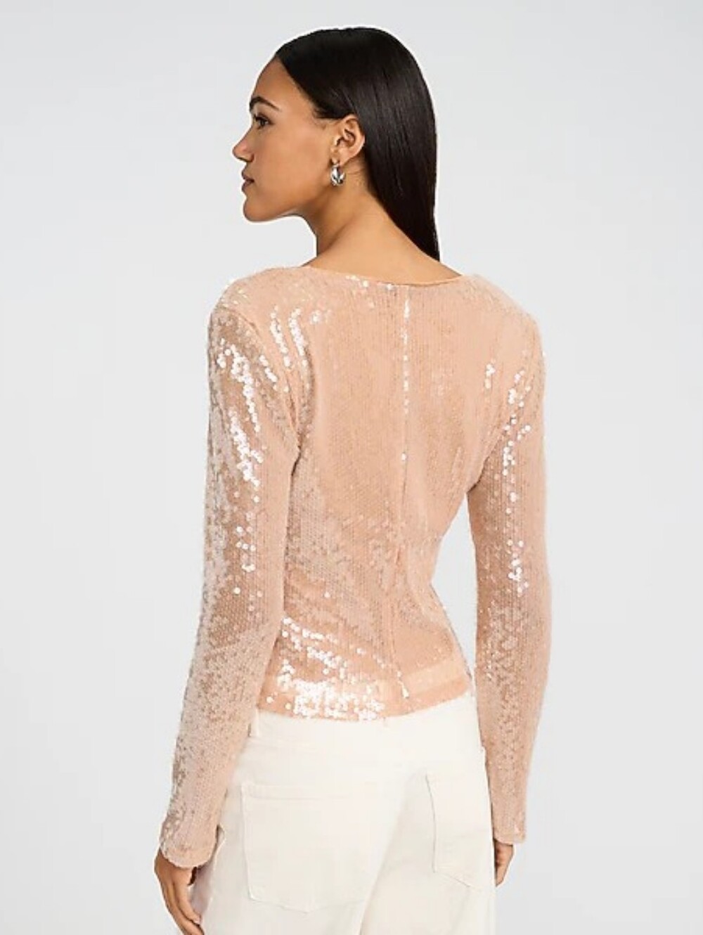 BNWT Express Sequin Long-Sleeve Blush Top✨️